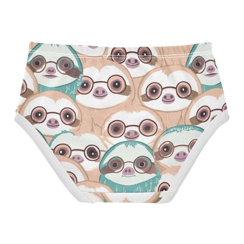 Sloths Wearing Glasses Girls' Underwear Cotton Cute Girls Briefs Soft Toddler Underwear 2T2