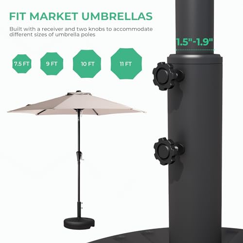 JEAREY 22L Patio Umbrella Stand, Outdoor Umbrella Base Water Filled Stand, Patio Outdoor Umbrella Holder (Black) - Image 6