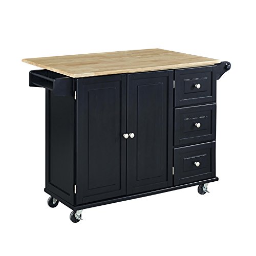 Home Styles Liberty Kitchen Cart with Wood Top - Black