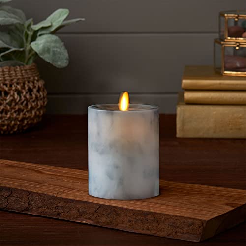 Luminara Realistic Artificial Flame Marble Candles - Moving Flame LED Battery Operated Lights - Unscented - Remote Ready (Not Included) - 3.25' x 4.5'