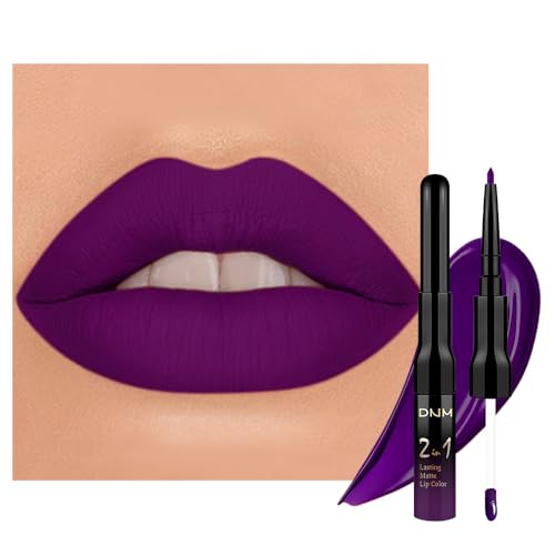 Image of evpct 1Pcs Purple Matte Lip Liner & Liquid Lipstick Stain Makeup Set for Women, Purple Lip Liner Stain Long Lasting Waterproof Smudge Proof, Cruelty Free Lip Stick Makeup 24 hours originales, 52