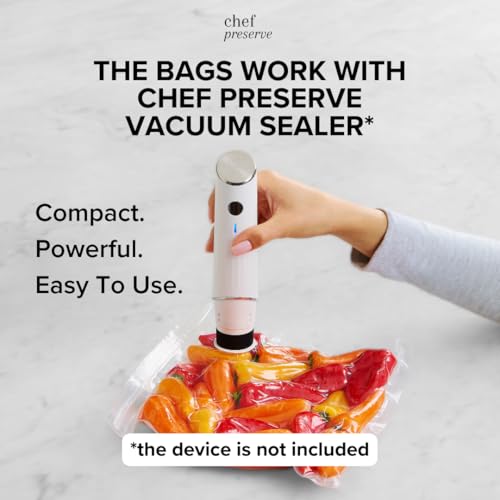 Image of Chef Preserve Reusable Vacuum Sealer Bags for Food - 30 BPA-Free Food Storage Bags, Freezer, Microwave - Odor-Resistant, Leak-Proof - Compatible with Chef Preserve Vacuum Sealers (Pack of 2)