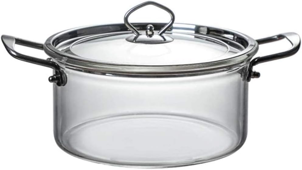 Glass Cooking Pot ，Pasta Cooking Pots with Cover Glass Cookware, Transparent Glass Saucepan Soup Pot Hot Pot, with Handle and Steam Hole,Heat Resistant Saucepan,3500ml