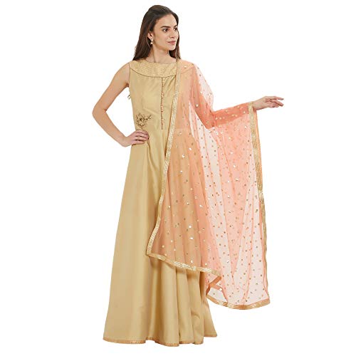 DUPATTA BAZAAR Damen-Netz Dupatta, Pfirsich:...