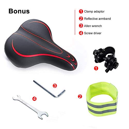 BLUEWIND Bike Seat, Most Comfortable Bicycle Seat Memory Foam Waterproof Bicycle Saddle - Dual Shock Absorbing - Best Stock Bicycle Seat Replacement for Mountain Bikes, Road Bikes-Red