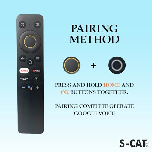 S-CAT Compatible of Realme Tv Remote Original Voice Function Suitable for Android FHD UHD OLED Real me Television – Pairing Must Between New Remote and Realme Smart Tv 4