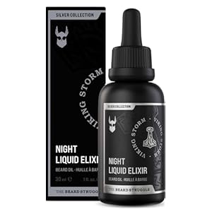 The Beard Struggle – Beard Oil for Men – Natural Blend for Softens, Moisturizing, & Healthier Beard Growth – Viking Storm Night Liquid Silver Elixir – Vegan-Friendly Beard Growth Oil (1 Fl oz)