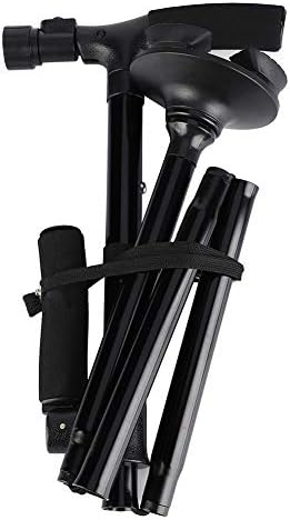 Miniatura 6 de Bastón plegable con luz LED, bastón ajustable para hombres, mujeres, base antideslizante, soporte para otras herramientas de montañismo, accesorios