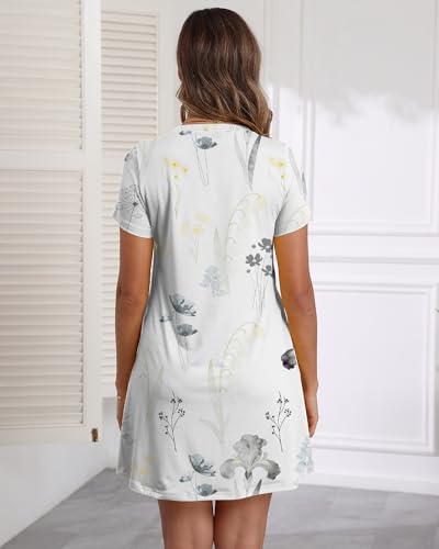 Image of COSSEN Women's Casual T Shirt Dress V-Neck Short Sleeves Swing Dresses Birthday Party Summer Travel Beach with Pocket