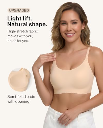 Image of Ubras Wireless Bralette Seamless T-Shirt Bra Spaghetti Strap Bra | Women, Pull On, Comfortable, Breathable, Smooth, Daily Wear