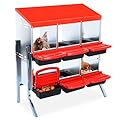 Chicken Nesting Box, 6 Compartments with Leg Chicken Nesting Boxes for Laying Eggs, Nesting Boxes for Chicken with Egg Collection for Chicken Coop, Red