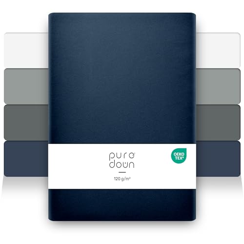 puredown 2er Set Premium Spannbettlaken 120x200cm Mikrofaser Bettlaken für Matratzen bis zu 25cm, Dicke Angenehm Atmungsaktive Spannbetttücher Bettwäsche, Oeko-Tex Zertifiziert, Marineblau puredown 2er Set Premium Spannbettlaken 120x200cm Mikrofaser Bettlaken für Matratzen bis zu 25cm, Dicke Angenehm Atmungsaktive Spannbetttücher Bettwäsche, Oeko-Tex Zertifiziert, Marineblau