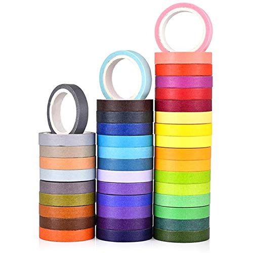 Colored Masking Tape Art Supplies Colourful Rainbow Tape Painter 40 Rolls 4 Meter 7mm Wide Masking Tape Set for Kids Decorative Classrooms Party Craft Tape for DIY Scrapbook Designs Wrapping Tapes