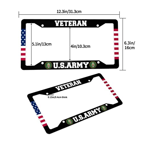 Us Army Veteran License Plate Frames American Flag Army License Plates Automotive Exterior Accessories Holder Aluminum Patriotic Car Tag 2 Pcs Set American Standard License Plate #TOP2