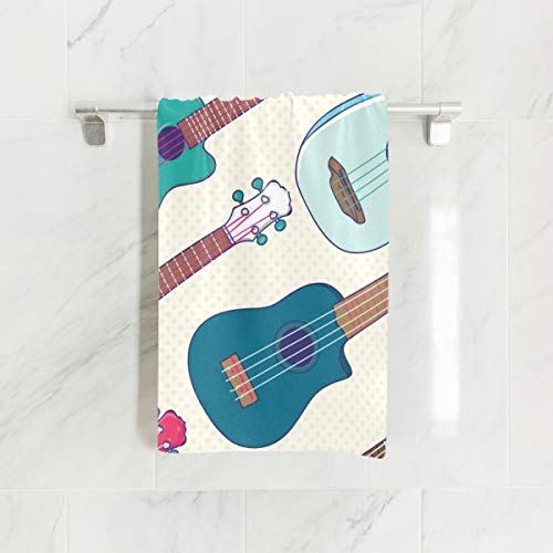 Toalha de microfibra ALAZA para academia de bolinhas havaianas ukulele, secagem rápida, fitness, suo