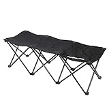 [2点セット] CAPTAIN STAG(キャプテンスタッグ) グラシア コンパクトベンチ 3人掛け ブラック UC-1679