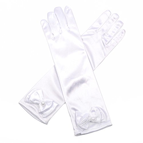 Girl Solid Color Long Elbow Length Formal Pageant Glove2