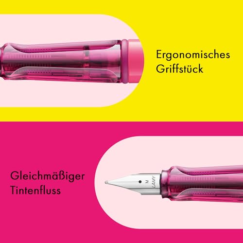 Lamy safari neonpink Füller mit polierter Stahlfeder in Strichbreite EF – Ansicht 2
