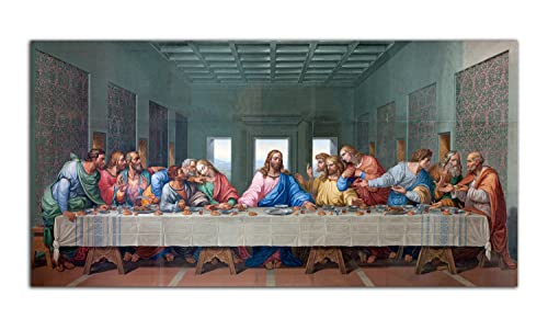 HOPNRU Cuadro de arte de pared de la última cena, póster religioso renacentista Da Vinci, lienzo impreso, pintura moderna, decoración para sala de estar y oficina (30x60cm-Sin marco)