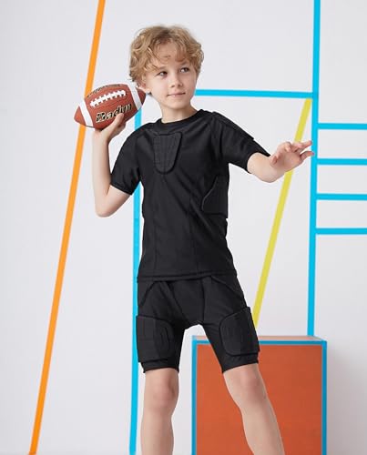 Topeter Kids Compression Padded Shirt Protective T-Shirt Rib Chest Shoulder Protector2