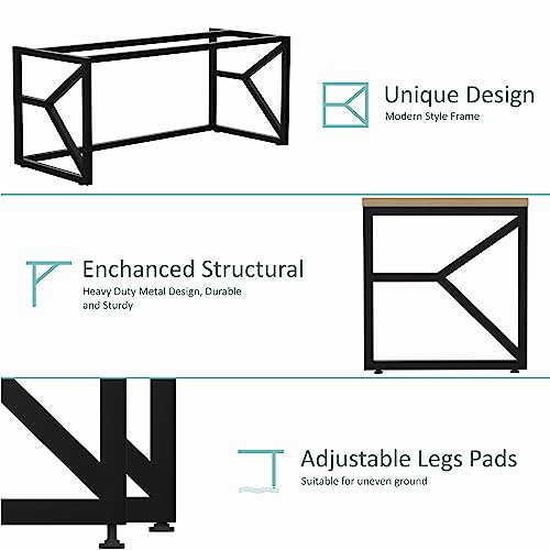 Image of Honey Touch Duke Metal & Wood Workstation Desk | 1200mm x 600mm Top Size | 122 x 61 x 73 cm (L x W x H) | Modern Computer Table for Home Office & Work from Home | Heavy Duty Study Desk