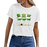 Women's Irish Blessing Green Wine Glasses St. Patricks Day T-Shirts Shamrock Tshirt Casual Graphic T Shirt Irish Tee Tops Green Clover Short Sleeve Tops