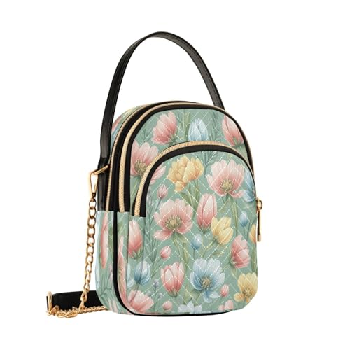 Spring Bright Wildflowers Shoulder Bags for Women Retro Classic Handbag Purse Small Purses with Chain2
