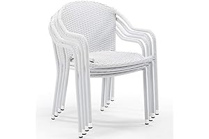 Pemberly Row Resin Chairs Outdoor Stackable White 4-Piece Set