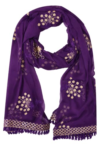 Image of YOUTHQUAKE Heavy Embroidered Work Chiffon Dupatta for Womens & Girls With Fancy Lace