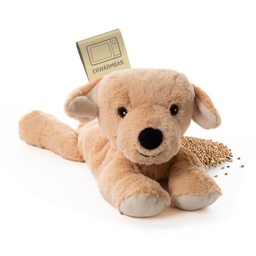 Habibi Plush Wärmekissen/Stofftier f. Kinder und Erwachsene – 1873 Hund Labrador mit Hirsefüllung, Wärmekuscheltier zum Erwärmen in der Mikrowelle/Backofen, ideal auch für Babys