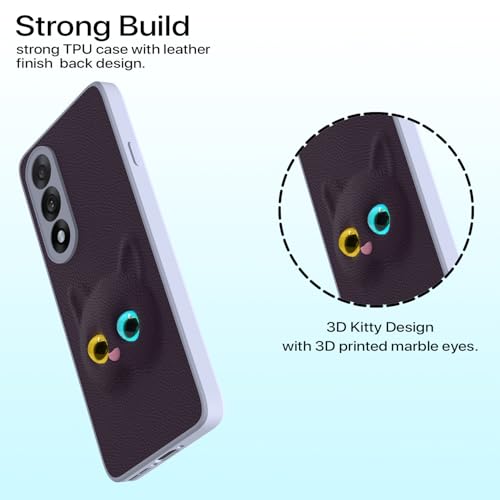 Image of Pikkme Back Cover for Oneplus Nord 5 5G | Cute Cat Leather Finish for Girls | Soft TPU | Bumper Case (Purple)