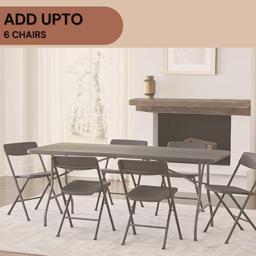 New Home Era 6ft Plastic Folding Table, Fold-in-Half Portable Utility Table Heavy Duty Portable w/Handle, for Indoor Outdoor,Picnic, Party, & Camping (Black, 6ft) - Image 3