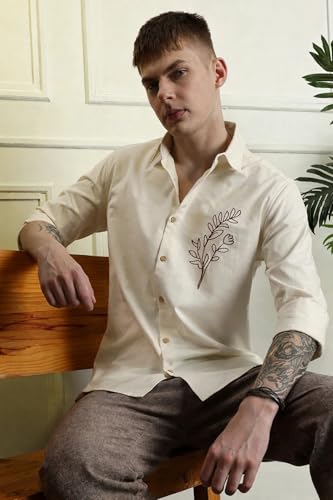 Image of MiraMichi Men's Pure Linen Shirt with Long Sleeve Collared Neck Standard Length and Button Down Closure Type |Shirt's for Men Stylish | Branded Shirt's | Formal Style