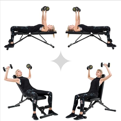 Max Strength Foldable Exercise Weight Bench - Utility Weight Benches for Full Body Workout, Foldable Incline/Decline soft Bench Press for Home Gym Fitness Body Workout (Black) - Image 5