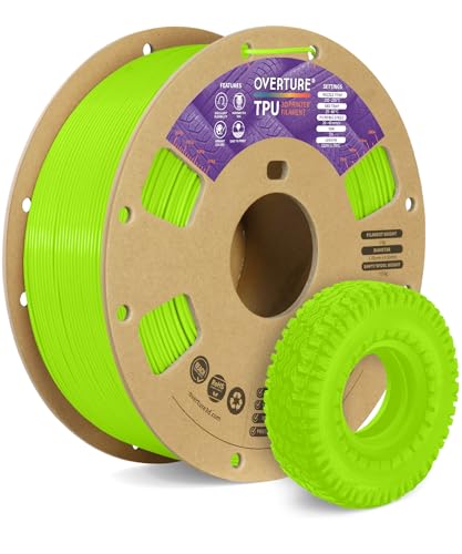Image of OVERTURE TPU Filament 1.75mm Flexible Roll, 95A Soft 3D Printer Filament, 1kg Spool (2.2 lbs), Fit Most FDM Printer (TPU Light Green)