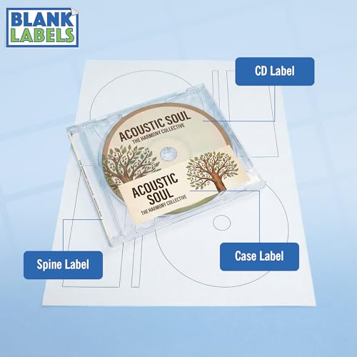 Image of CD /DVD Label Full Face|Qty 1000 Disc, 2000 Spine|250 Sheets Total|Permanent White Matte|Inkjet & Laser Compatible|Easy Peel Adhesive|Memorex Full Face Compatible|Made in USA|Blank Label