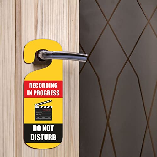 Image of CVANU Recording in Progress Do Not Disturb Wooden Door Sign Hanger Size(24cm x 8.5cm) cv78