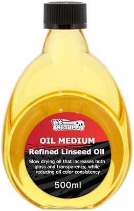 U.S. Art Supply Refined Linseed Oil, 500ml (16.9 oz) Fluid Medium...