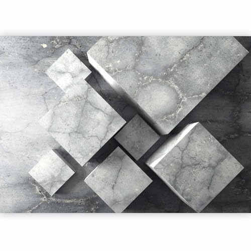 Fotomurale Soggiorno - Carta da parati 400x280 cm TNT Murale alla moda Decorazione da Muro XXL Poster Gigante Design Cameretta Carta per Pareti concreto grigio Astratto 3D geometrico f-B-0099-a-a
