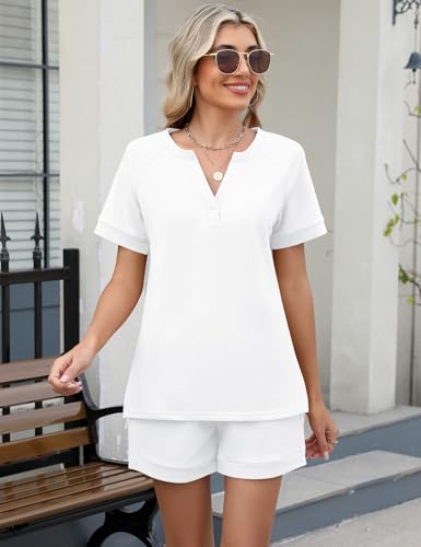 Image of LOMON Womens Two Piece Sets Summer Lounge Sets Sweatsuit Shorts Set Casual Matching Sets