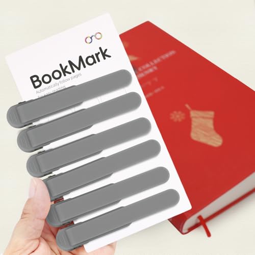 Image of SMUK 6pcs Automatic Silicone Bookmarks for Women, Creative Book Marks Clip for Reading Lovers Men Women Teens, Unique Book Page Markers Book Mark Gifts for Book Lovers