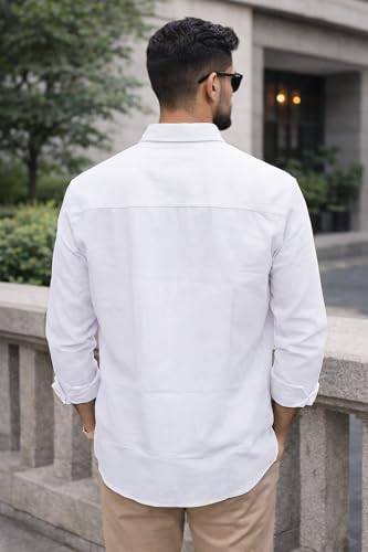 Image of Men's Solid Casual Shirt | Casual Plain Button Down Shirt for Men | Regular Fit Full Sleeves Smart Formal & Casual Wear
