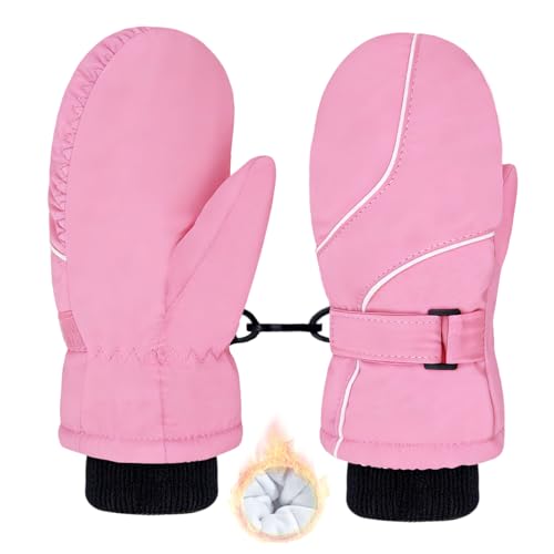 lifwimner Gants d'hiver pour Enfants Gants de Ski Imperméables Moufles Thermiques Polaire Gant de Neige pour Garçons Filles 3-6 (Rose)