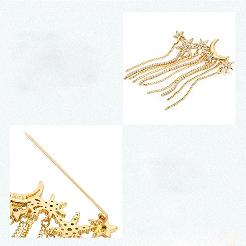 Brosche Damenmode Elegante Accessoires Sterne Mond Inlaid Kristall Lange Quaste Brosche Luxus Hochzeit Bankett Brosche Schmuck Bekleidung Party Stylisches Zubehör