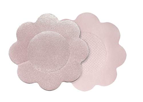 Bye Bra Pezoneras de seda mujer, talla unica XL en forma de flor 4 pares de uso unico para usaje diario fuerte Henkel adhesivo, Piel