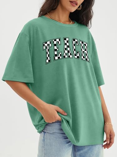 Teacher Shirts for Women Oversized ABCD Teacher Shirt Teach Tshirt Appreciation Gifts Tops4