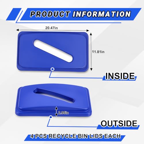 Image of Maxdot 2 Pcs Recycle Bin Lids Paper Recycling, Blue