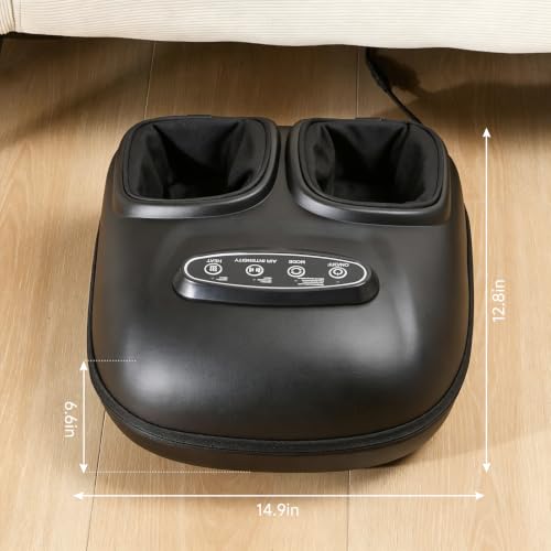 Image of LINGTENG Foot Massager, Heated Foot Massager (Agate Black) | Deep Kneading-Detachable Washable-Home Office Underdesk-Men Women Parent Senior-Birthday Anniversary Christmas Valentine Gift