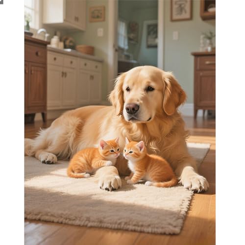 DCIDBEI Square Diamond Painting Quadrato Adulti Cani e Gatti 40x50cm Pietre Quadrate Immagini con Diamond Painting Pietre Angolari Animali Cani e Gatti kit Artigianale Gatto Cane Amici