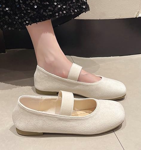 Niction Mary Jane Shoes for Women Faux Suede Women's Ballet Flat Shoes Round Toe Slip on Office Walking and Dressy Party Wedding4